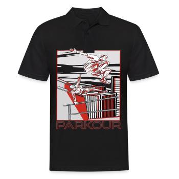 Parkour Warnung Über alles springen Laufen Springe - Männer Poloshirt - Schwarz - Vorne - Kai (181cm)
