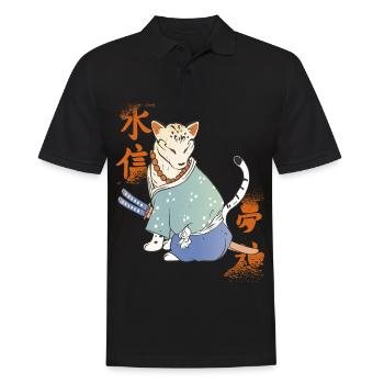 Samurai Katze mit Katana Catmurai Japanischer Krie - Männer Poloshirt - Schwarz - Vorne - Kai (181cm)