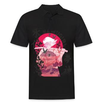 Samurai Mädchen Samugirl Japanische Blumen Krieger - Männer Poloshirt - Schwarz - Vorne - Kai (181cm)