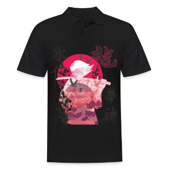 Fille Samouraï Japonais Fleurs Guerrière Japon Ka - Polo Homme - noir - Devant - Kai (181cm)