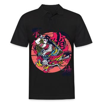 Dragon Japonais Fille Samouraï Guerrière Japonaise - Polo Homme - noir - Devant - Kai (181cm)