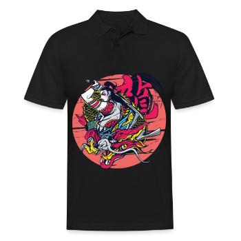 Samurai Girl Drachenkrieger Ninja Japanische Kunst - Männer Poloshirt - Schwarz - Vorne - Kai (181cm)