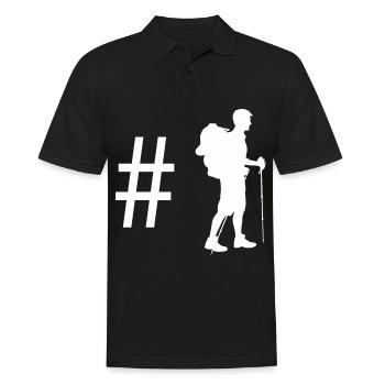 Hashtag - Wandern - - Männer Poloshirt - Schwarz - Vorne - Kai (181cm)
