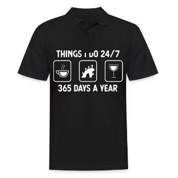 I think I do 24-7 365 days a year - wine - - Men's Polo Shirt - black - Front - Kai (181cm)