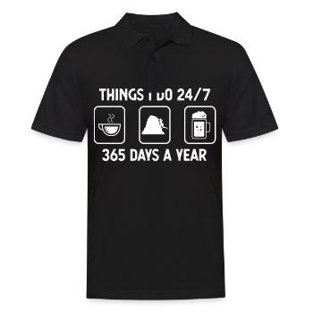 I think 24-7 365 days a year - beer - climbing - Men's Polo Shirt - black - Front - Kai (181cm)