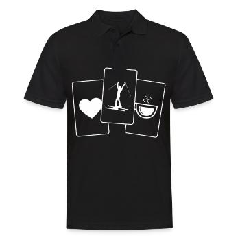 Heart - Coffee - Skiing for women - - Men's Polo Shirt - black - Front - Kai (181cm)