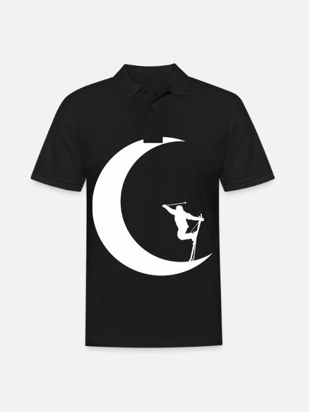 Crescent Moon - Skiing - - Men's Polo Shirt - black