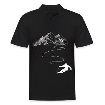 Montagne - Ligne sinueuse - Ski - (9) - Polo Homme - noir - Devant - Kai (181cm)
