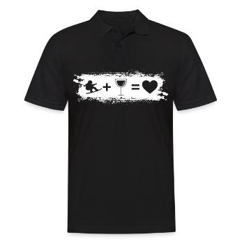 Grunge Rectangle - Heart - Wine - Snowboarding - - Men's Polo Shirt - black - Front - Kai (181cm)