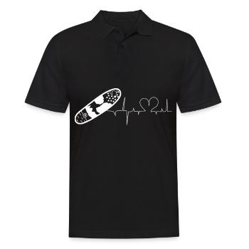 Herz - Herzschlag - Snowboard - (2) - Männer Poloshirt - Schwarz - Vorne - Kai (181cm)