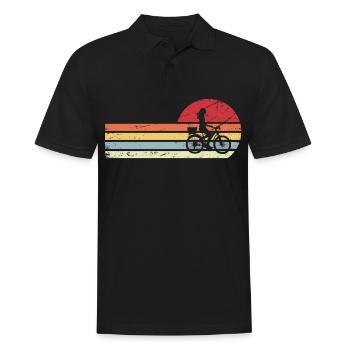 Soleil et lignes rétro - Femme à vélo - - Polo Homme - noir - Devant - Kai (181cm)