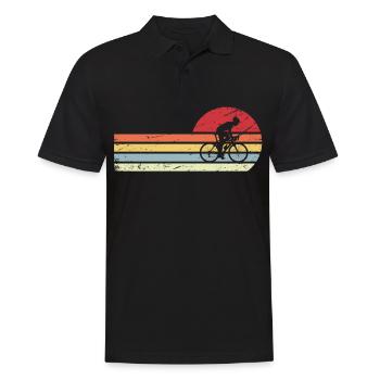 Soleil et lignes rétro - Homme à vélo - - Polo Homme - noir - Devant - Kai (181cm)
