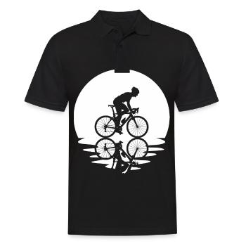 Circle and reflection - Man cycling - - Men's Polo Shirt - black - Front - Kai (181cm)