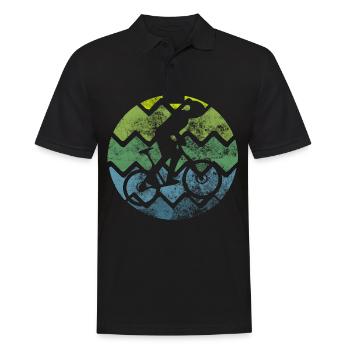 Retro - Radfahren - - Männer Poloshirt - Schwarz - Vorne - Kai (181cm)
