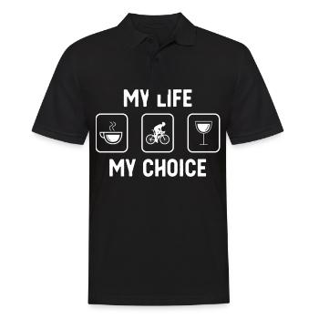 My Life My Choice - Wine - Man Cycling - - Men's Polo Shirt - black - Front - Kai (181cm)