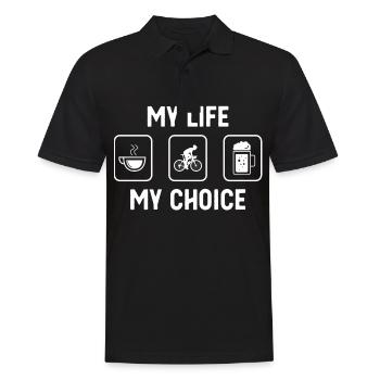 My Life My Choice - Beer - Man Cycling - - Men's Polo Shirt - black - Front - Kai (181cm)