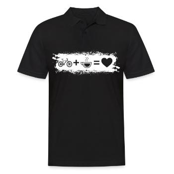 Grunge Rectangle - Herz - Kaffee - E-Bike - - Männer Poloshirt - Schwarz - Vorne - Kai (181cm)