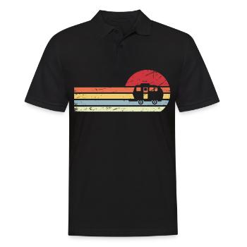 Sonne und Retro-Linien - Camping Wohnwagen - - Männer Poloshirt - Schwarz - Vorne - Kai (181cm)
