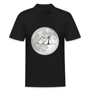 pleine lune - tente de camping - - Polo Homme - noir - Devant - Kai (181cm)