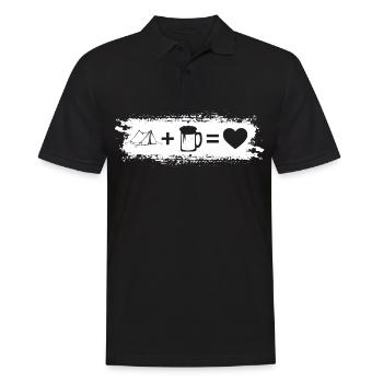 Grunge-Rechteck - Herz - Bier - Campingzelt - - Männer Poloshirt - Schwarz - Vorne - Kai (181cm)