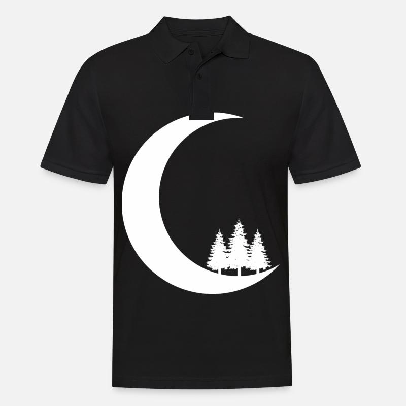 Crescent Moon - Trees - - Men's Polo Shirt - black