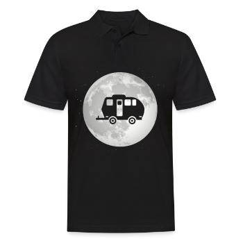Vollmond - Camping Wohnwagen - - Männer Poloshirt - Schwarz - Vorne - Kai (181cm)