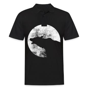 Mond - Bär - (2) - Männer Poloshirt - Schwarz - Vorne - Kai (181cm)