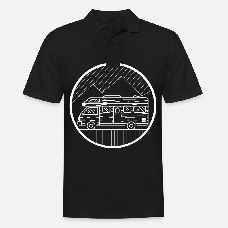 Kreis - Camping Van - - Männer Poloshirt - Schwarz