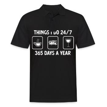 Denke ich 24-7 365 Tage im Jahr - Wein - Camping V - Männer Poloshirt - Schwarz - Vorne - Kai (181cm)
