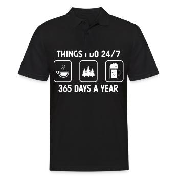 Ich denke, ich tue 24-7 365 Tage im Jahr - Bier - - Männer Poloshirt - Schwarz - Vorne - Kai (181cm)