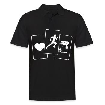 Herz - Bier - Laufen - - Männer Poloshirt - Schwarz - Vorne - Kai (181cm)