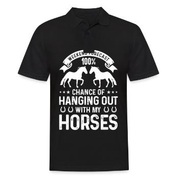 Weekend forecast 100 chance with my horses - Men's Polo Shirt - black - Front - Kai (181cm)