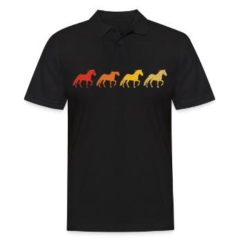 Retro-Pferde - Männer Poloshirt - Schwarz - Vorne - Kai (181cm)