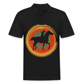 Retro Circle Horse - Men's Polo Shirt - black - Front - Kai (181cm)