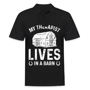My therapist lives in a barn - Men's Polo Shirt - black - Front - Kai (181cm)