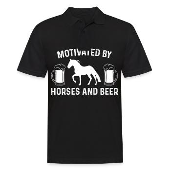 Motivated by horses and beer - Men's Polo Shirt - black - Front - Kai (181cm)