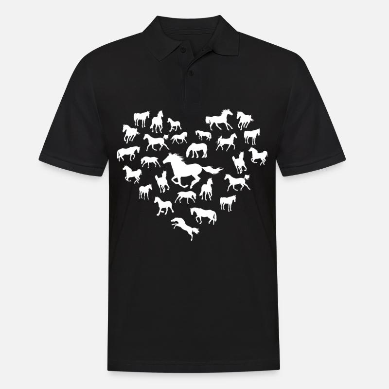 Pferde Herz - Männer Poloshirt - Schwarz
