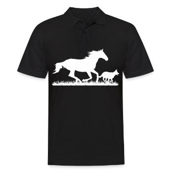 Course de chevaux et de chiens - Polo Homme - noir - Devant - Kai (181cm)