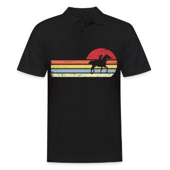 Sun et Retro Lines - Équitation - - Polo Homme - noir - Devant - Kai (181cm)