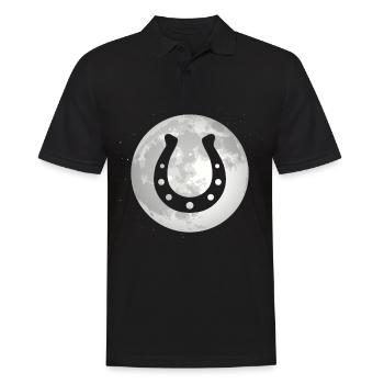 Vollmond - Pferd - Hufeisen - - Männer Poloshirt - Schwarz - Vorne - Kai (181cm)