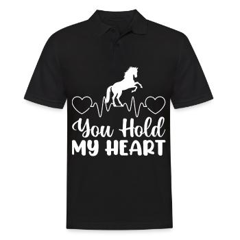 Du hast mein Herz gehalten - - Männer Poloshirt - Schwarz - Vorne - Kai (181cm)