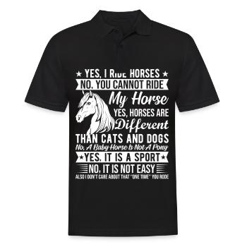 Oui, je monte à cheval Non, vous ne pouvez pas monter mon cheval - Polo Homme - noir - Devant - Kai (181cm)