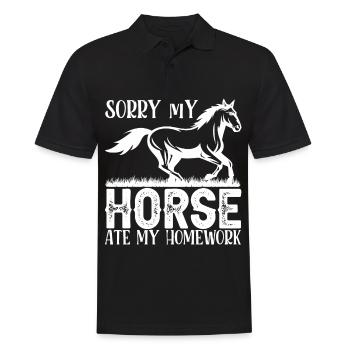 Désolé, mon cheval a mangé mes devoirs - - Polo Homme - noir - Devant - Kai (181cm)