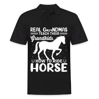 Echte Omas bringen ihren Enkeln das Reiten bei - - Männer Poloshirt - Schwarz - Vorne - Kai (181cm)