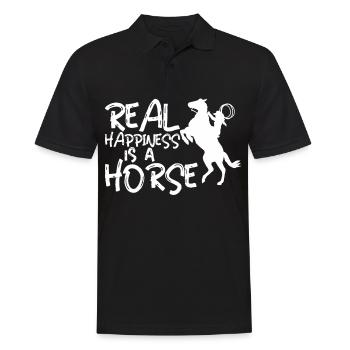 True happiness is a horse - - Men's Polo Shirt - black - Front - Kai (181cm)