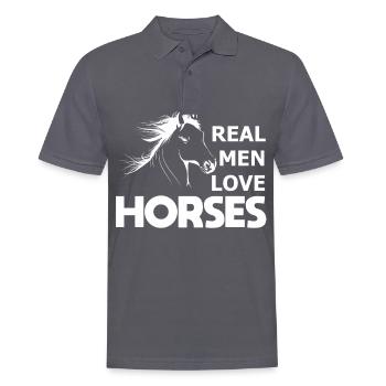 Echte Männer lieben Pferde - - Männer Poloshirt - Anthrazit - Vorne - Nico (186cm)