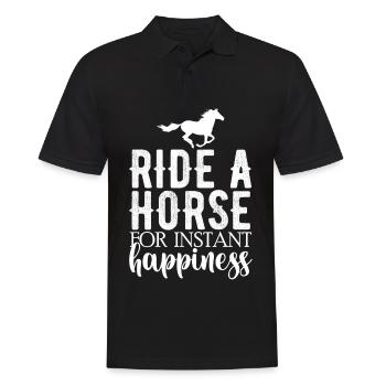 Ride a horse for instant happiness - - Men's Polo Shirt - black - Front - Kai (181cm)