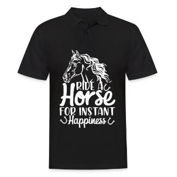 Ride a horse for instant happiness - (2) - Men's Polo Shirt - black - Front - Kai (181cm)
