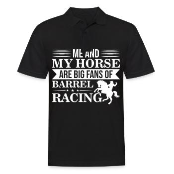 Moi et mon cheval sommes de grands fans de courses de barils - - Polo Homme - noir - Devant - Kai (181cm)