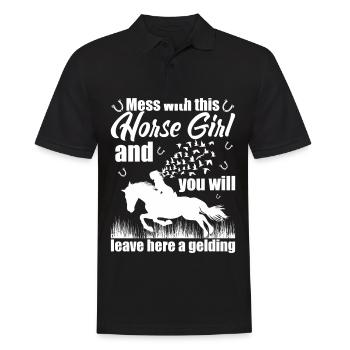 Jouez avec cette fille de cheval et vous partirez d’ici - Polo Homme - noir - Devant - Kai (181cm)